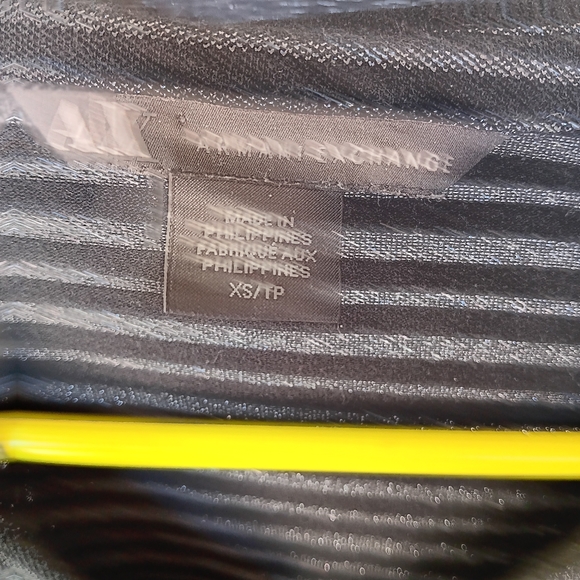 Armani Exchange Black and Silver Sparkly Polo Shirt Size XS - Picture 2 of 5